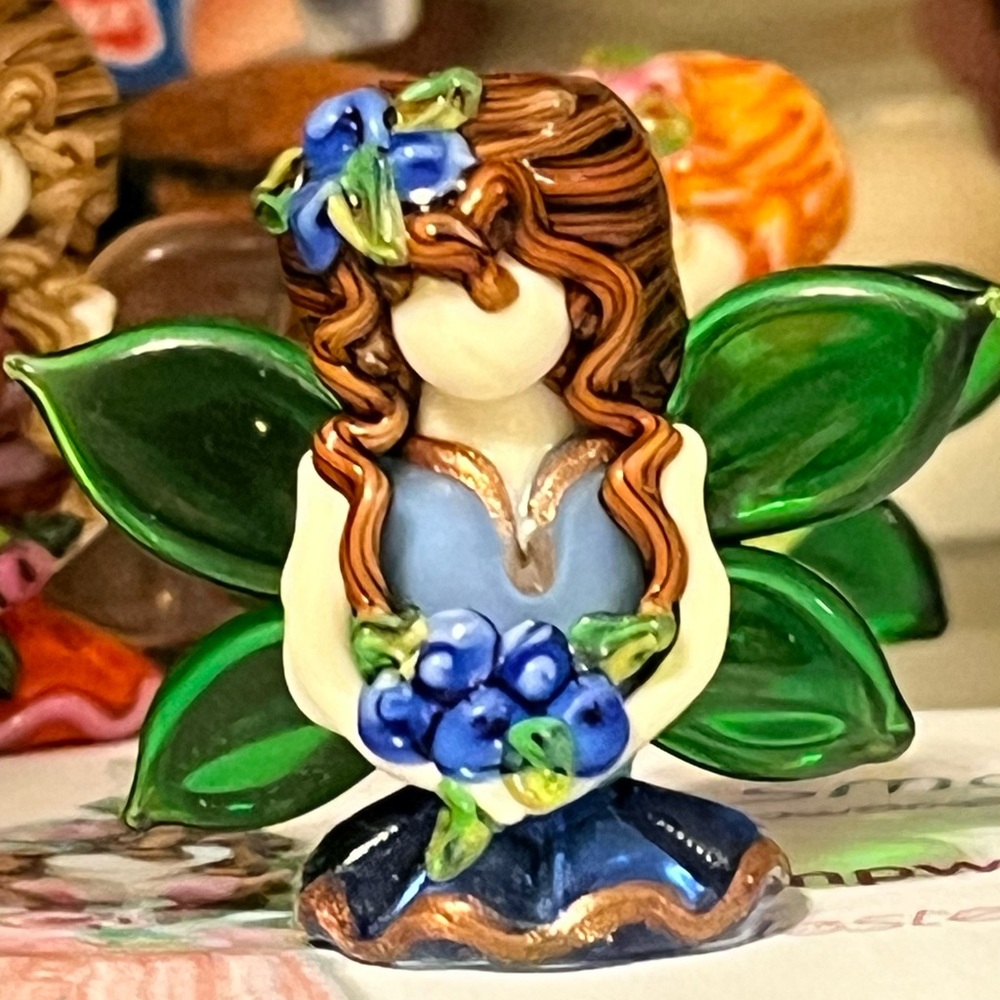 Lampwork Bead Glass Periwinkle Fairy  by Mavis Smith Small Wonders